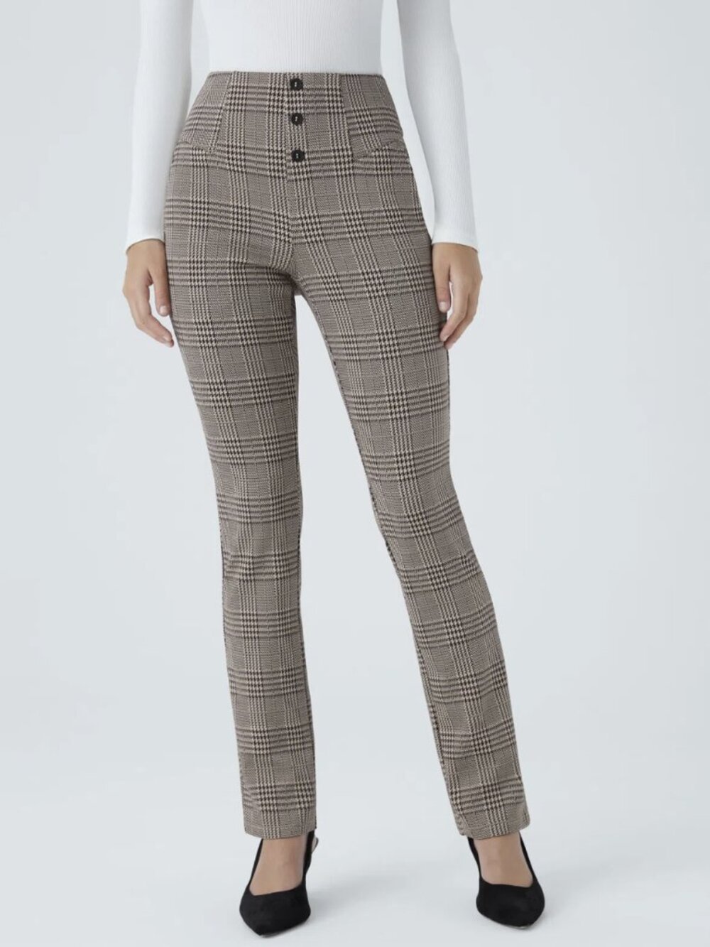 Halara Flex High Waisted Houndstooth Plaid Skinny Work Pants, Petite XS